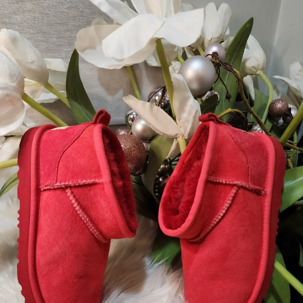 Ugg Classic Ultra Mini Big Little kid red boots New
